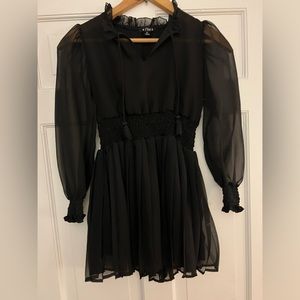 Girls size 8-10 black crepe long sleeve dress FBZ